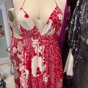 Tibi Red and White Floral Maxi Dress 6